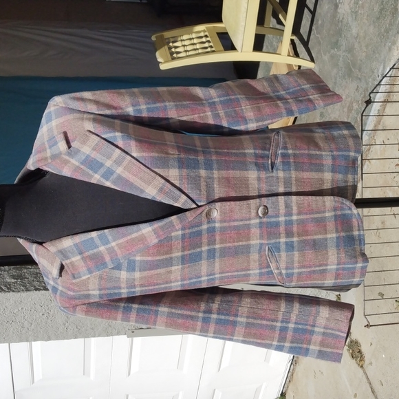 Vintage Women's blazer pink, blue, tan, cream, brown Size Medium - Picture 1 of 6